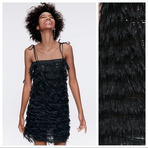 NWT. Zara Medium Black Mini Sequin Dress.